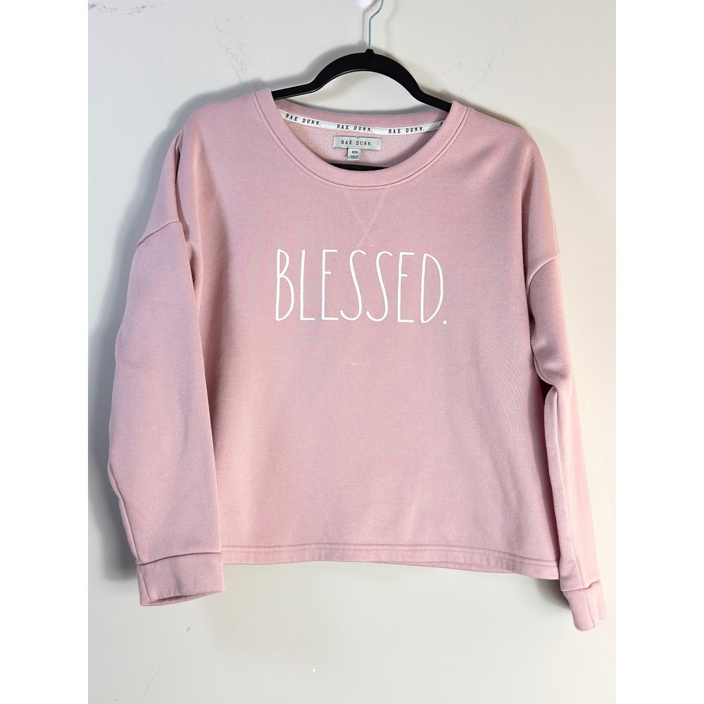 Rae Dunn Sweatshirt Pink Blessed Graphic Fleece Women Size M